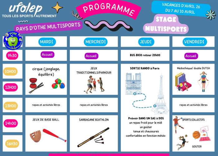 Programme vacances avril